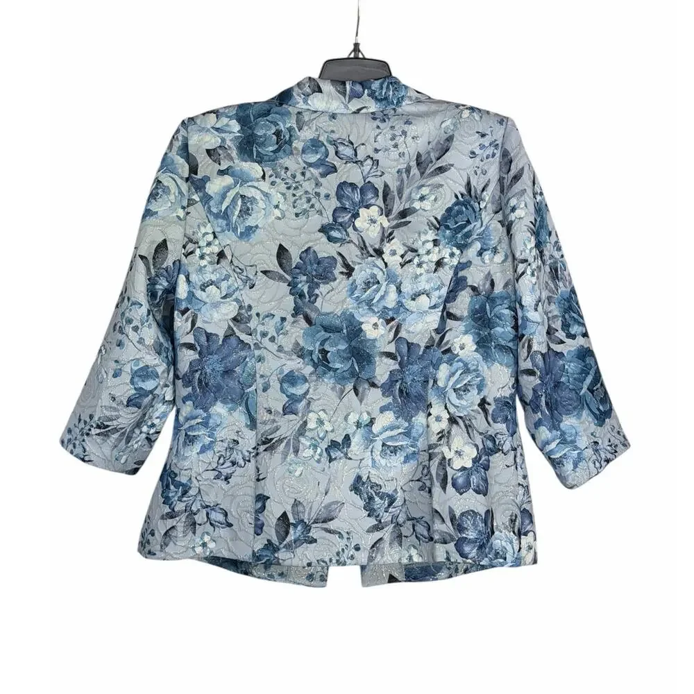 Alex Evenings Womens Formal Floral Printed Camisole & Matching Jacket Blue Large
